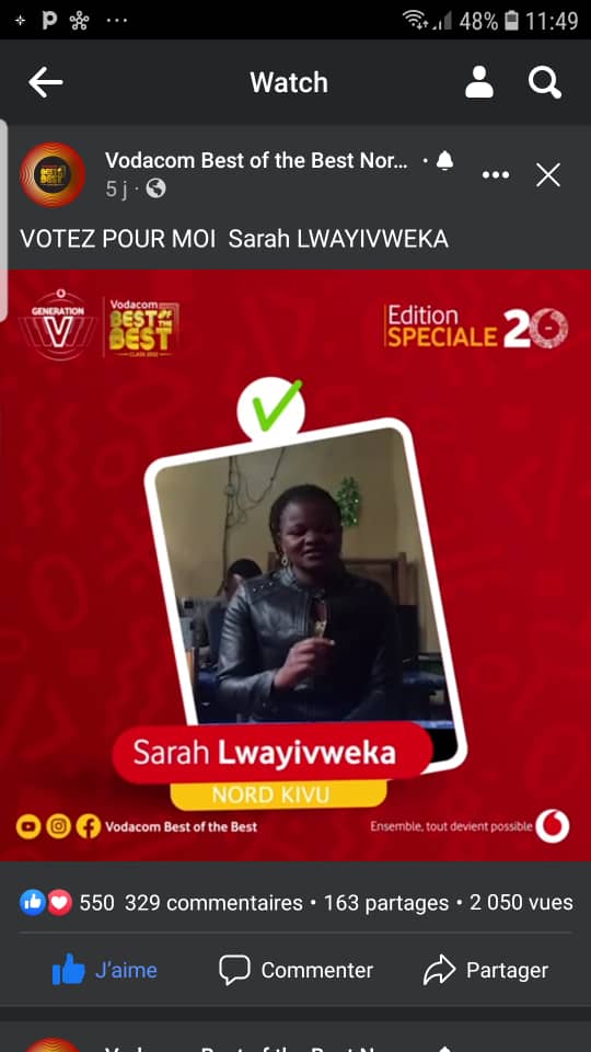 Vodacom Best of the Best 2022, voici comment soutenir Sarah Lwayivweka